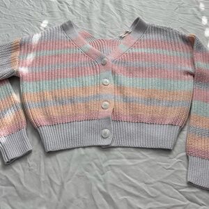 Multicolored Knitted Cropped Cardigan - Size M - Moon & Madison